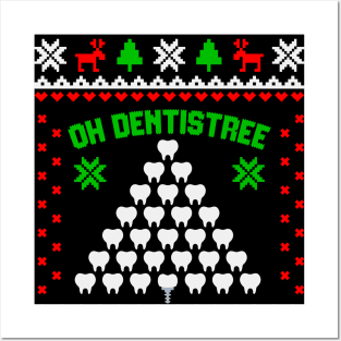 Dentist Teeth Tree Oh Dentistree Funny Christmas Dental Assistant T-Shirt Posters and Art